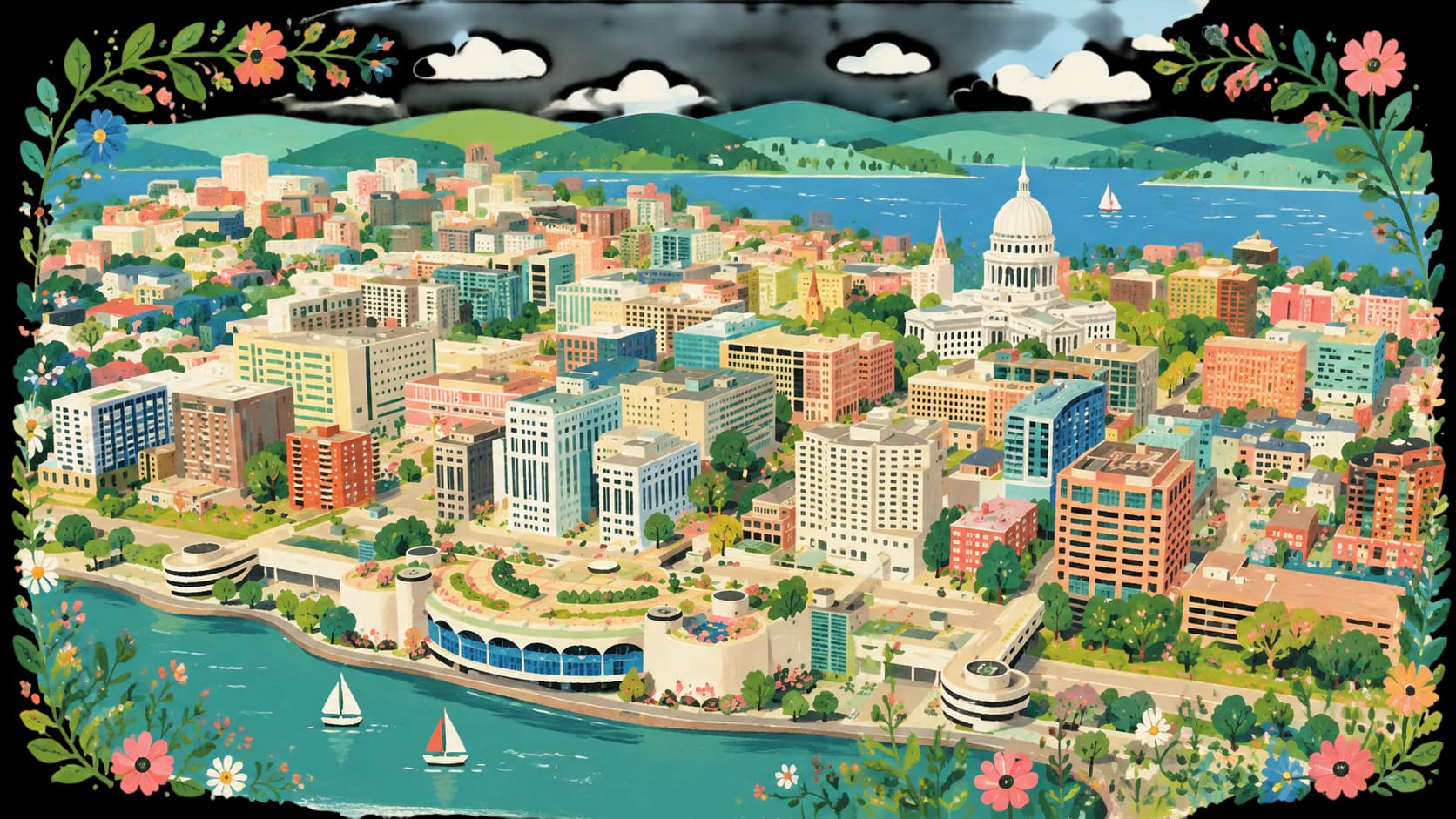 Illustrated view of Madison, WI